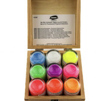 Χύλινο χειροποιητό κουτι με 9 Χ 30ml Φθοριζούσα χρωστική (Fluo)